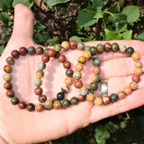 Premium CHARGED Natural Picasso Jasper / Marble Crystal 8mm Stretchy Bracelet