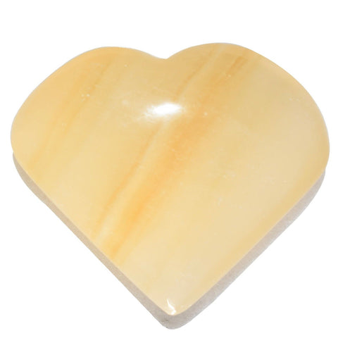 CHARGED Honey Calcite Heart Palm Stone / Worry Stone Crystal Energy Healing 80g