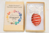 Brazilian Carnelian Agate Crystal Perfect Pendant 20" Silver Chain EMPOWER!