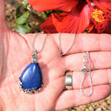 Perfect Pendant - Lapis Lazuli Teardrop Pendant + 20" Chain: ZENERGY GEMS