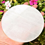 XL Selenite Disc Polished Flat Crystal Charging Station POWERFUL ZENERGY GEMS