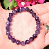 Premium CHARGED Chevron Amethyst Crystal 8mm Bead Bracelet Stretchy ENERGY