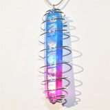 Dazzleberry Rainbow Flame Aura Quartz Crystal Perfect Pendant 20" Silver Chain