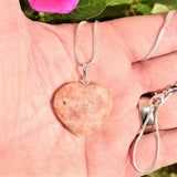 CHARGED Himalayan Sunstone Heart Crystal Perfect Pendant + 20" Chain WOW