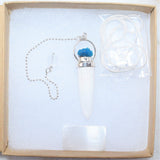 CHARGED Scolecite Cavansite Rosette 925 Sterling Pendulum / Pendant + 20" Chain