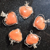 CHARGED REIKI Wrapped Red Sedona Jasper Heart Perfect Pendant + 20" Chain