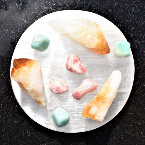 XL Selenite Disc Polished Flat Crystal Charging Station POWERFUL ZENERGY GEMS