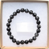 Flashy Premium CHARGED Natural Larvikite Crystal 8mm Bead Bracelet Stretchy