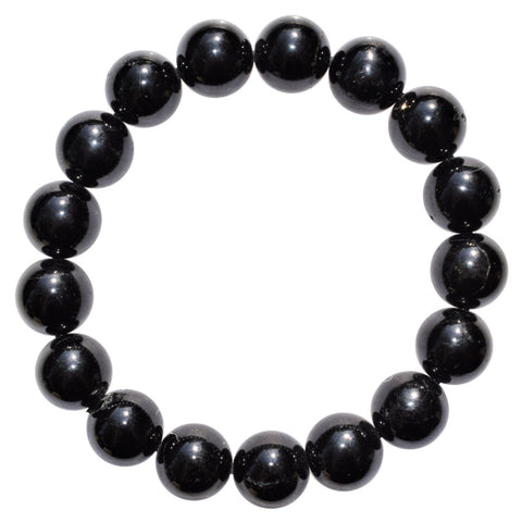Premium CHARGED Black Tourmaline Crystal 12mm Bead Bracelet Stretchy REIKI