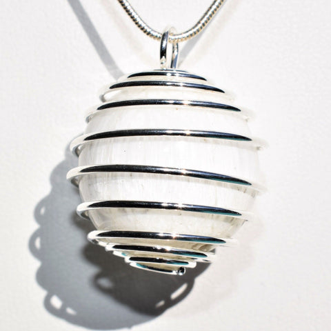 CHARGED Scolecite Hand-Polished Sphere Perfect Pendant + 20" Silver Chain