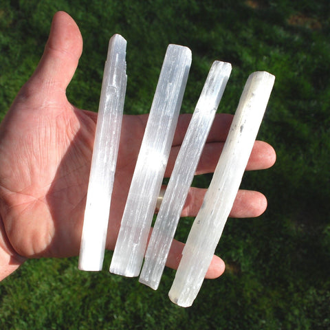 Amazing Pure WHITE Selenite Natural Crystal Wands POWERFUL (4 x 6" Wands)