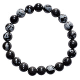 Premium CHARGED Snowflake Obsidian Crystal 8mm Stretchy Bracelet PROTECTION