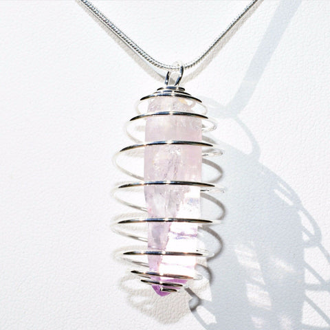 CHARGED Premium Veracruz Amethyst Crystal Perfect Pendant + 20" Silver Chain