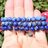 Premium CHARGED Natural Lapis Lazuli Crystal 8mm Bead Bracelet Stretchy