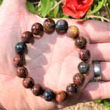 CHARGED Top-Grade Pietersite 12mm Bead Bracelet Tumble Polished Stretchy REIKI