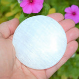 3.8" Selenite Disc Polished Flat Crystal Charging Station POWERFUL ZENERGY GEMS