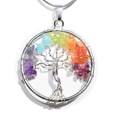 7 Chakra Tree of Life Perfect Pendant BALANCING ENERGY REIKI 20" Silver Chain