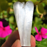 CHARGED 2.25" Selenite Crystal Hand-Carved Angel Peaceful Energy! ZENERGY GEMS