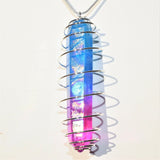 Dazzleberry Rainbow Flame Aura Quartz Crystal Perfect Pendant 20" Silver Chain