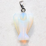 Opalite Crystal Angel Pendant + 20" Silver Chain