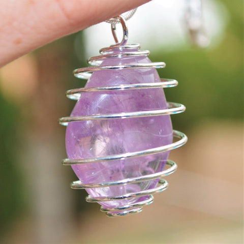 Brazilian Maraba Amethyst Crystal Perfect Pendant 20" Silver Chain