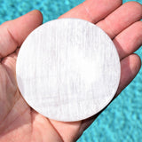 3.8" Selenite Disc Polished Flat Crystal Charging Station POWERFUL ZENERGY GEMS