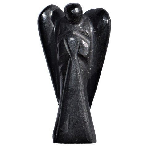 CHARGED 2" Black Tourmaline Crystal Hand-Carved Angel Peaceful Energy!