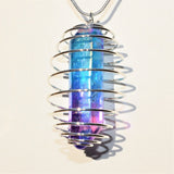 Dazzleberry Rainbow Flame Aura Quartz Crystal Perfect Pendant 20" Silver Chain