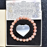Premium CHARGED Natural Sunstone Crystal Bead Bracelet Stretchy
