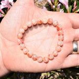 Premium CHARGED Natural Sunstone Crystal Bead Bracelet Stretchy