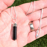 CHARGED Himalayan Black Tourmaline Crystal Perfect Pendant + 20" Silver Chain