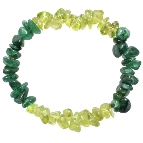 CHARGED Peridot & Green Aventurine Crystal Chip Stretchy Bracelet