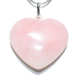 CHARGED Himalayan Rose Quartz Crystal HEART Pendant + 20" Silver Chain