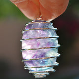 Brazilian Rainbow Fluorite Crystal Perfect Pendant + 20" Silver Chain WOW!