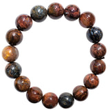 CHARGED Top-Grade Pietersite 12mm Bead Bracelet Tumble Polished Stretchy REIKI