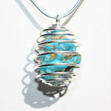 CHARGED Arizona Turquoise Nugget Crystal Perfect Pendant + 20" Silver Chain