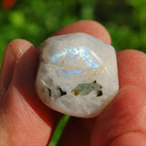 Rainbow Moonstone Crystal Perfect Pendant + 20" Silver Chain NEW BEGINNINGS