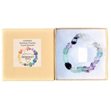 CHARGED Rainbow Fluorite Crystal Bracelet Tumble Polished Stretchy REIKI v2