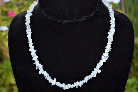 CHARGED Aquamarine Crystal Chip 18" Necklace Healing Energy REIKI WOW!!!