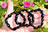 CHARGED Black Obsidian Crystal Bracelet Tumble Polished Stretchy ENERGY REIKI