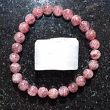 [1] Premium CHARGED Natural Strawberry Quartz Crystal Stretchy 8mm Bead Bracelet