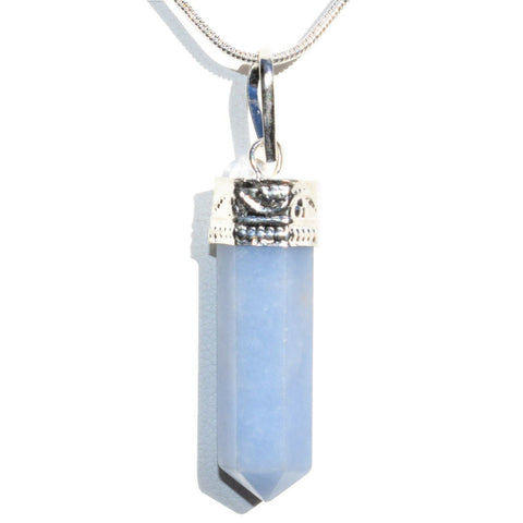 CHARGED Faceted Peruvian Angelite Crystal Perfect Pendant + 20" Chain