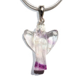 CHARGED Sterling Silver Rainbow Fluorite Angel Perfect Pendant + 20" Chain