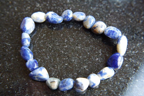 xCHARGED Sodalite Crystal Bracelet Tumble Polished Stretchy ENERGY REIKI WOW!!!