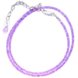 Charged Faceted AAA Grade Amethyst Necklace Adjustable 17" - 19.5" 925 SS 3mm