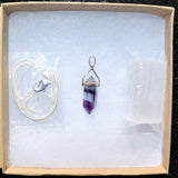 CHARGED Sterling Silver Rainbow Fluorite Point Perfect Pendant + 20" Chain
