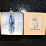 CHARGED REIKI Wrapped Brazilian Blue Kyanite Perfect Pendant + 20" Chain a