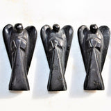 CHARGED 2" Black Tourmaline Crystal Hand-Carved Angel Peaceful Energy!