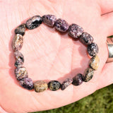 CHARGED Natural Charoite Crystal Nugget Bead Bracelet Stretchy ENERGY REIKI