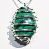 CHARGED Malachite Crystal Perfect Pendant 20" Silver Chain REIKI Healing
